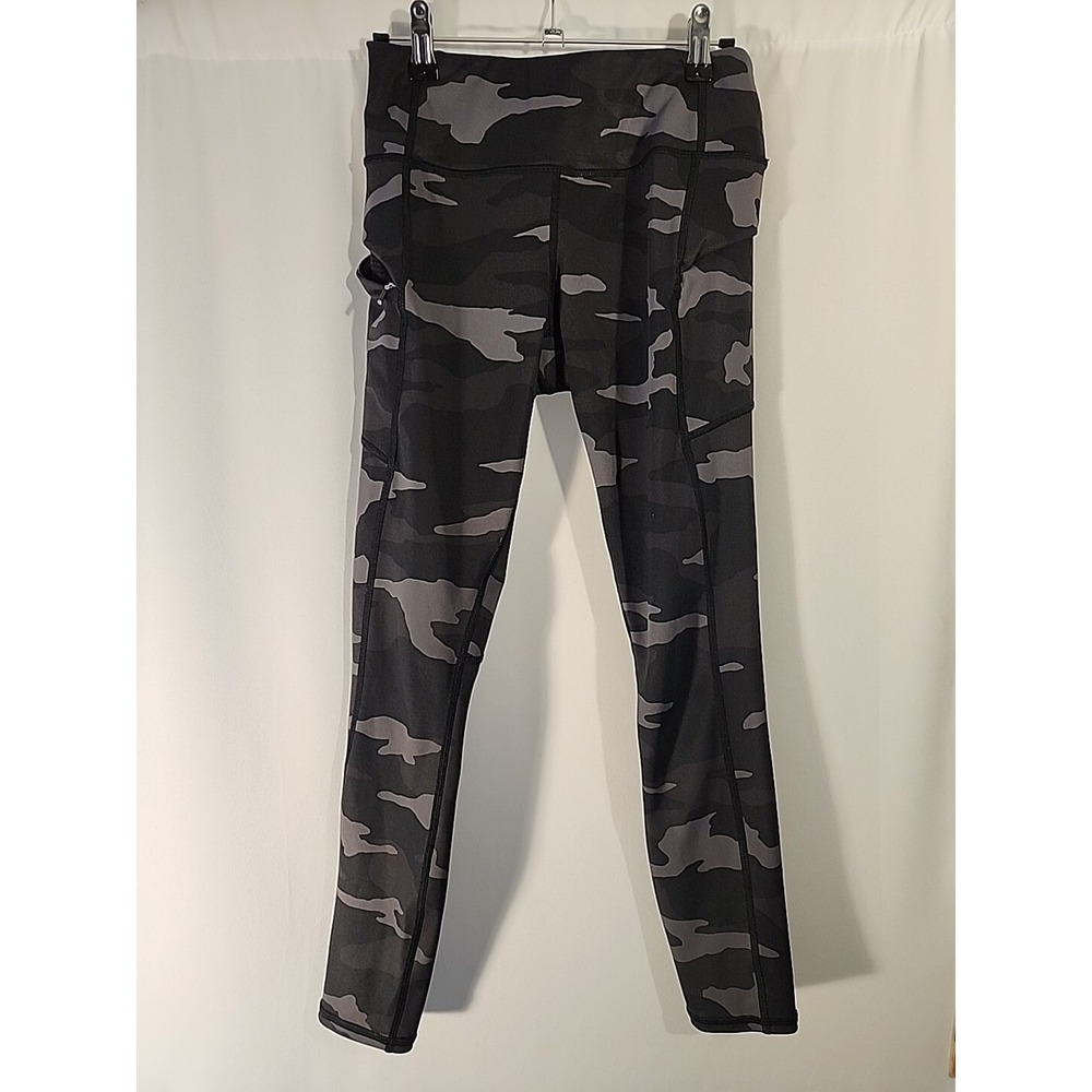 Athleta Camo Contender 7/8 Pocket Tights High Waist Black Grey 84418 Womens XS